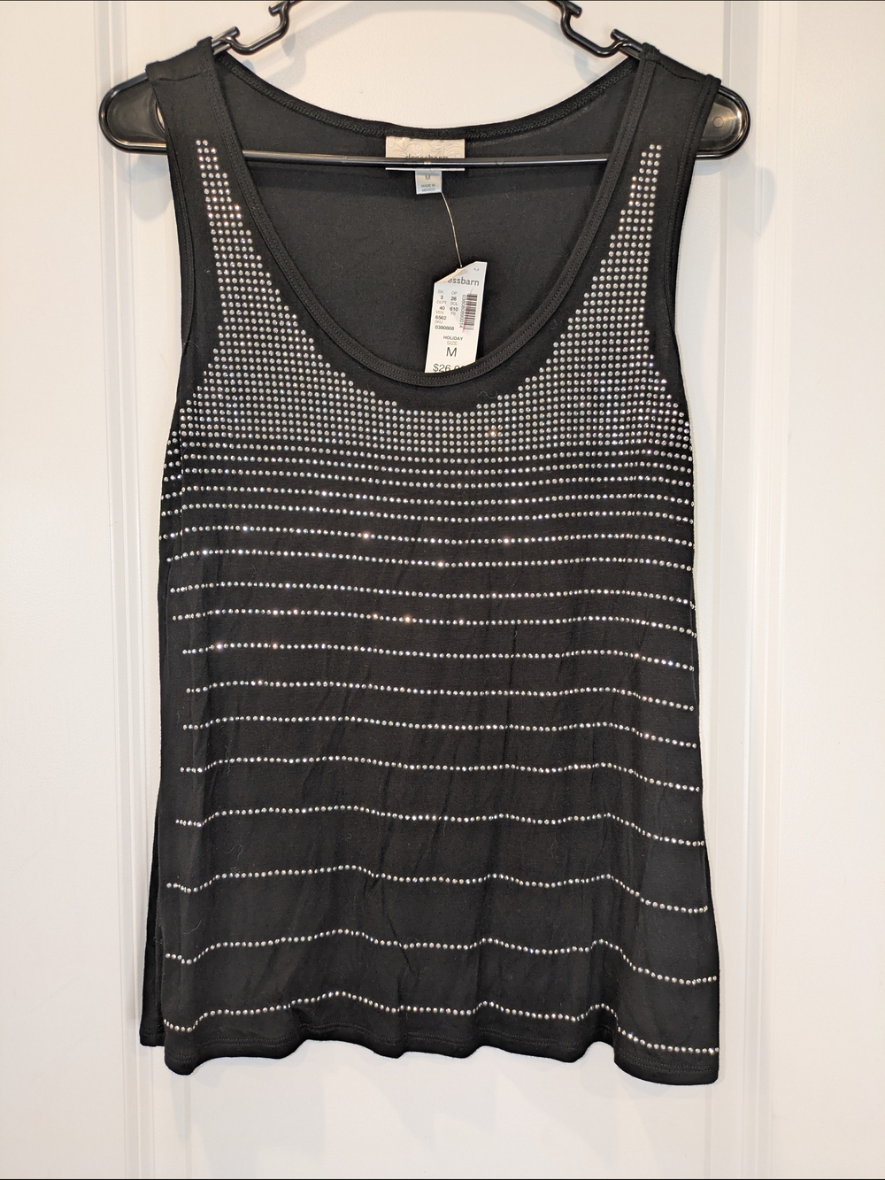 NWT DressBarn Black Rhinestone Tank Top Medium Sleeveless Sparkly Bling Holiday